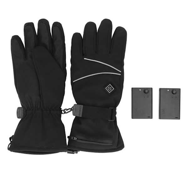 Oppvarmede hansker for ski, snowboard, elektriske oppvarmede hansker med batteri med 3 varmenivåer for ski for menn og kvinner XL