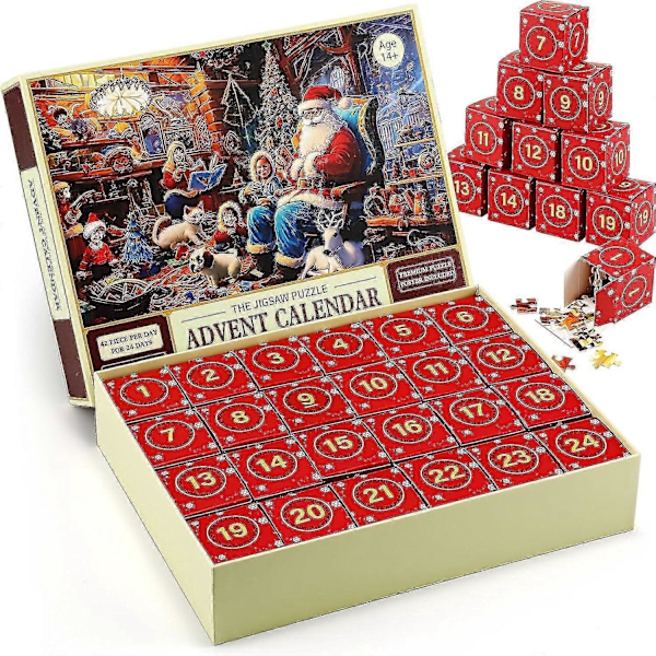 Julekalender Nedtælling til Jul 2023 - Puslespil Julekalender - 1008 Brikker Puslespil - Gaveidé til Børn & Voksne C1008pcs