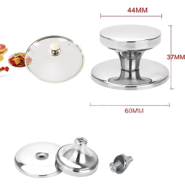 6 Pcs Lid Knobs, Lid Knob Set, Wok Knob, Stainless Steel Handle, for Kettles, Frying Pans, Saucepan Light grey