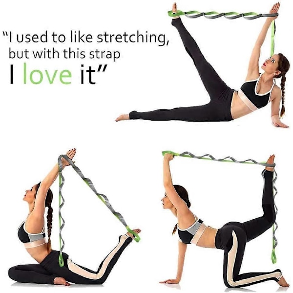 Yogastrap 12 Öglor Yogastretchband Icke-elastisk Stretchband för Fysioterapi Pilates Dans och Gymnastik