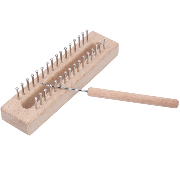 Rektangulär stickram handgjord vävstol i trä barn vävstol leksak med armbågsvirknål