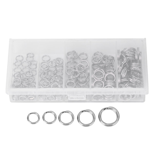 Fiske Rostfritt stål Dubbel Split Ring 200st Lure Beten Tillbehör Case Set