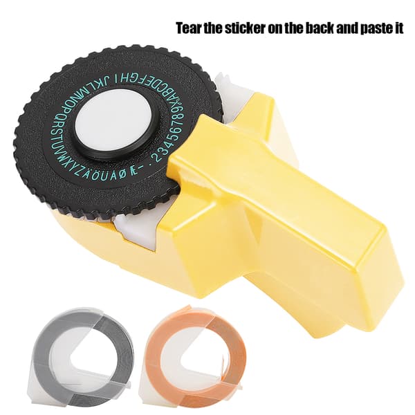Mini Manuel Tape Maker Dekorativ Farvet ABS 3D Prægetape 9mm til Håndbog Gul