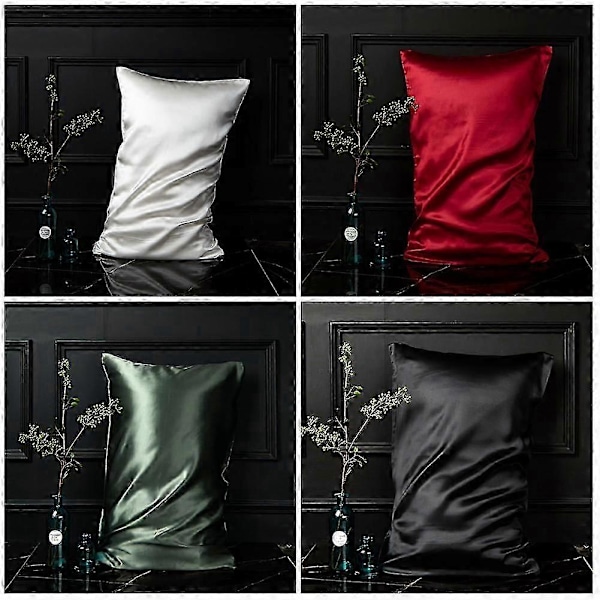 100% Silk Örngott Enfärgat Standard Sovrum grå