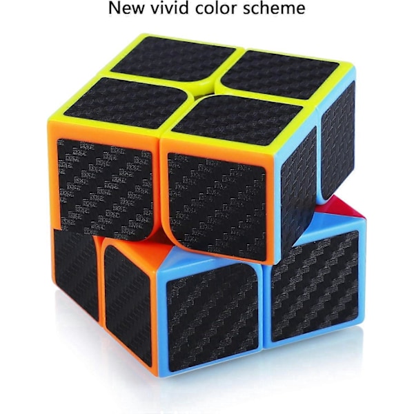 Magic Speed Cube 2x2 2x2x2 Speed Cube Magic Cube Karbonfiber Klistremerke Julegave til Barn Voksne Svart