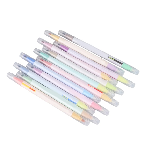 Dobbeltsidig highlighter i levende farger, lett dobbeltspisset highlighter, fluorescerende markeringspenn for studenter