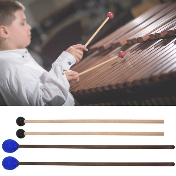 4 kpl Marimba-mallet-lankaa ja kumipäätä vaahterapuinen lyömäsoitin Marimballe