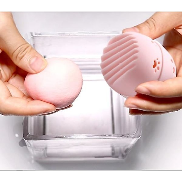 Pink Marshmallow Makeup Svamp med Silikone Rejsetaske