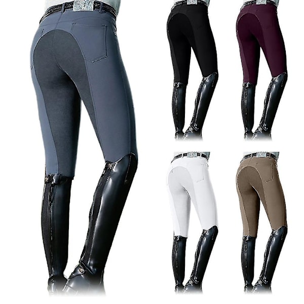 Hög midja Skinny ridbyxor för kvinnor, perfekt för hästkapplöpning XL Svart