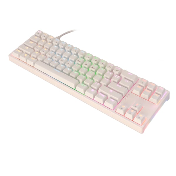 Mekanisk tastatur 71 taster blå switch RGB baggrundsbelysning side lysstrimmel type C gaming tastatur til gamingHvid
