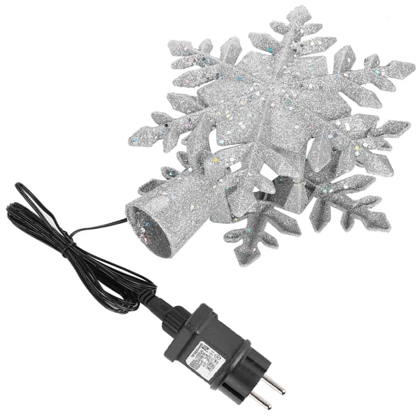 LED snøfnuggprojeksjonslampe sølv juletre roterende snøstormdekorasjonslys EU-plugg 220V