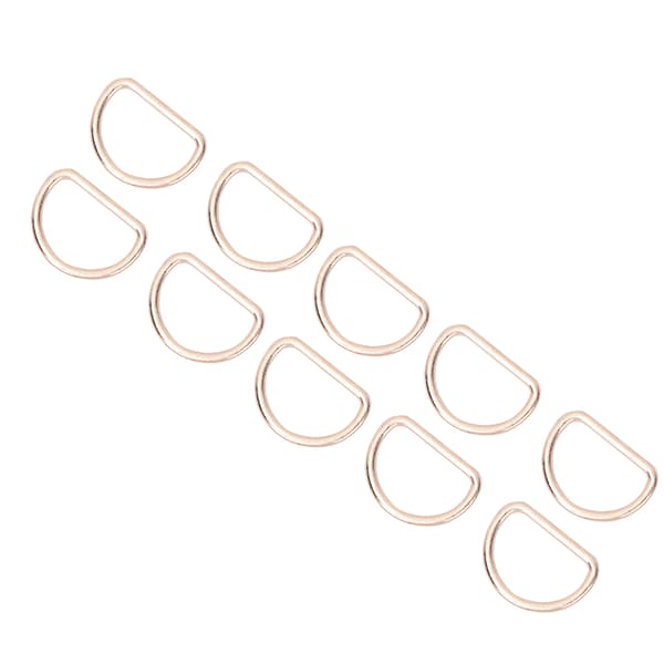 15mm 10 st D-ringar Justerbar ögla Legering d-ring för väska Kläder Bälte Rem Webb (guld)
