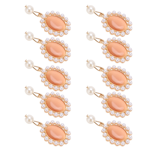 10 stk. Rhinestone Broscher Krone Seks Kronblade Opal Perle Brosche Nåle til Tøj Sko Tasker Hår Tilbehør Dekoration 2.3x4.5cm Orange Opal Perle