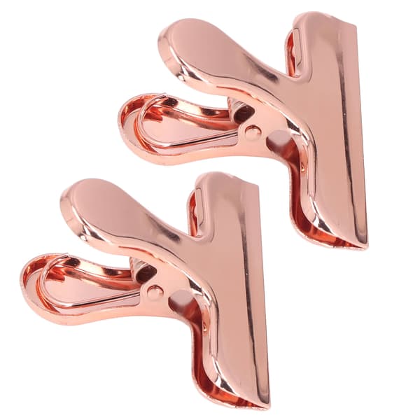 2 stk. Bulldog Clips Stærk fastspænding Fast Rustfri Sikker Robust Holdbar Blank overflade Bredt anvendte chipclips Rose