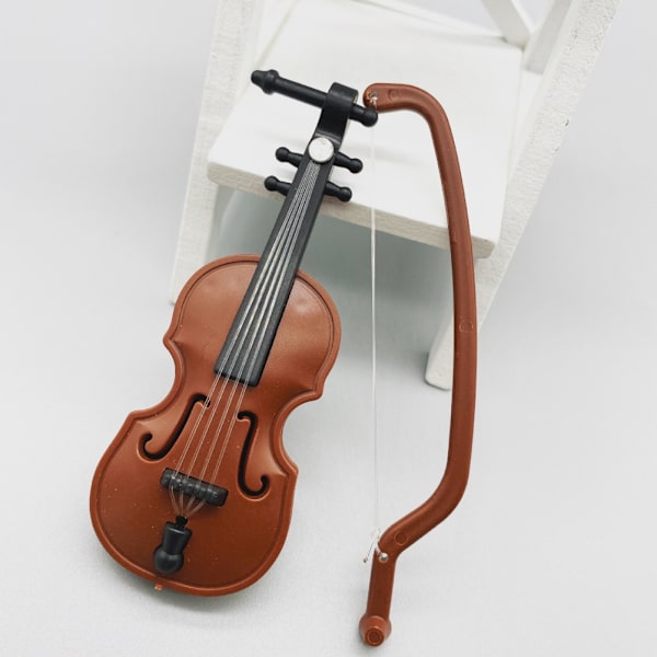 Plastdockhus Mini Violin Hantverk Miniatyrer DIY Dockhus Violin Mini Musikinstrument Modell för Dockhus Tillbehör