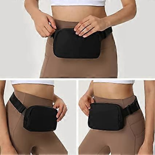 svart Crossbody Magväskor Unisex Mini Bältesväskor Dam med Justerbar Rem Träning Löpning Resor Vandring