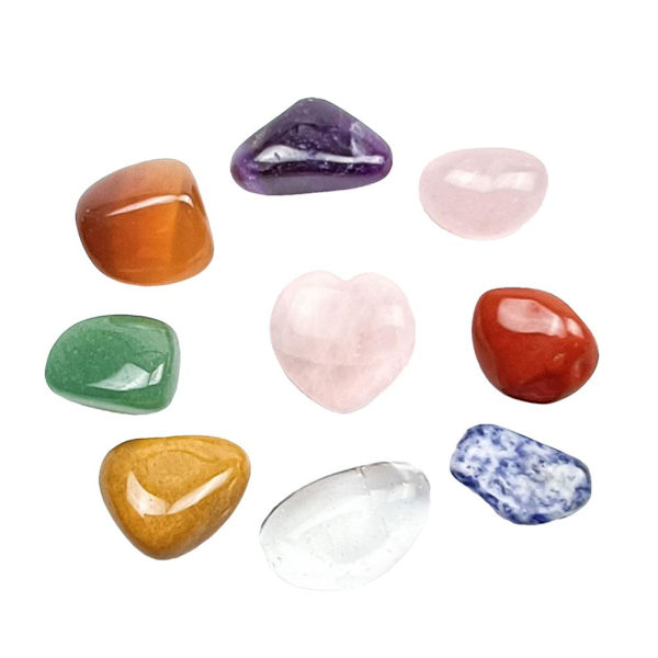 Crystals Kit 7 Chakra Love Heart Epäsäännöllinen kristallikivi Jooga Kivikiteet energiaa tasapainottavaan meditaatioon