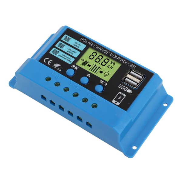 Solarladeregulator 12V 24V Batteri Solcellepanel Laderegulator for Hjem Bobil 30A