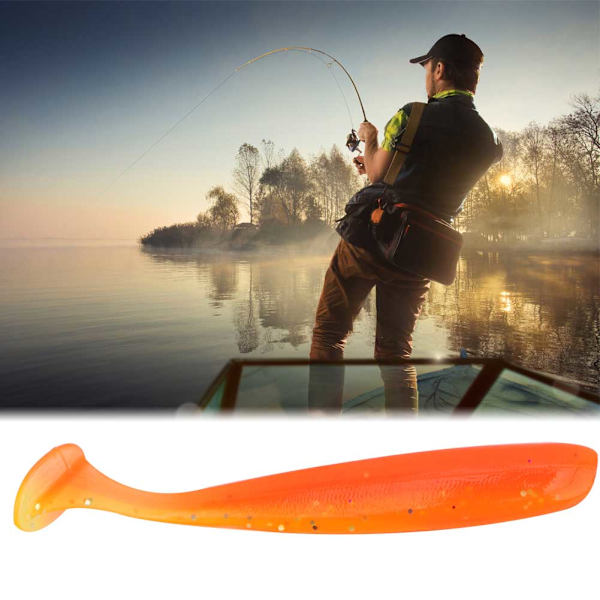 20 STK 7,5 cm blød plastik fiskelokker t hale Grub orm lokkemad fiskegrej tilbehør (orange)