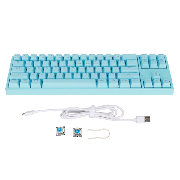 Mekaninen näppäimistö 71 näppäintä sininen kytkin RGB-taustavalo Sivuvalonauha Tyyppi C Pelaamiseen tarkoitettu näppäimistö GamingBlue