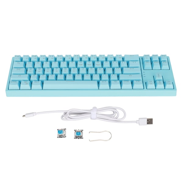 Mekanisk tangentbord 71 tangenter Blå brytare RGB-bakgrundsbelysning Sidoljusremsa Typ C Gaming tangentbord för GamingBlue