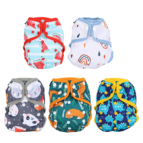 5 Pcs Baby Cloth Diaper Covers Adjustable Washable Reusable for Baby Girls and Boys