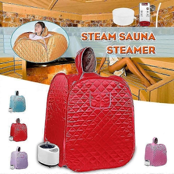 LN-Bærbar Hjemme Sauna - Foldbar Damp Sauna med 2L Dampmaskine, Damp Slange, Urte Kit og Fjernbetjening
