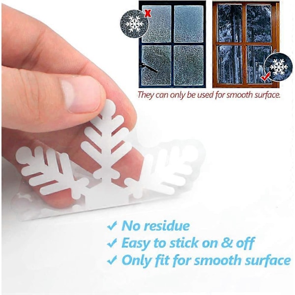 Jul Snöflinga Statisk Fönsterdekal, 5 ark, 27 Olika Snöflingor Varje