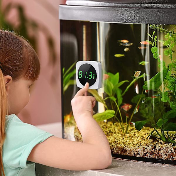 Akvariumtermometer, Nøyaktig Digital Visning for Fiskedam, 0,9°F Nøyaktighet, Berørings- og Hvilemodus