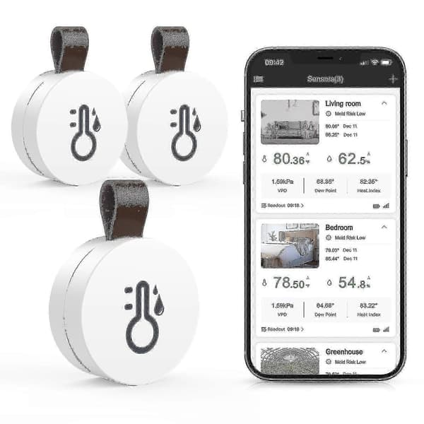Bluetooth termometer hygrometer, trådløst termohygrometer mini, med smart sensorapp, datalogger og eksportdata til soveværelse, babyværelse, vinkælder 1 PC