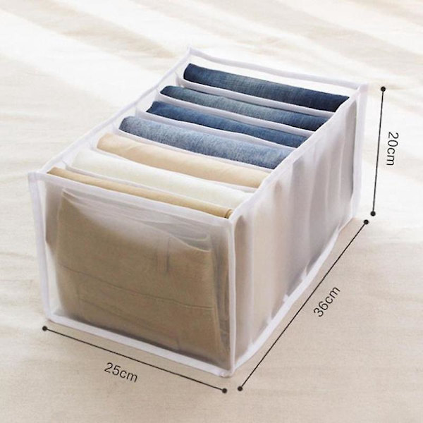 Organizer Box för Jeans - Vit, 6 Fack