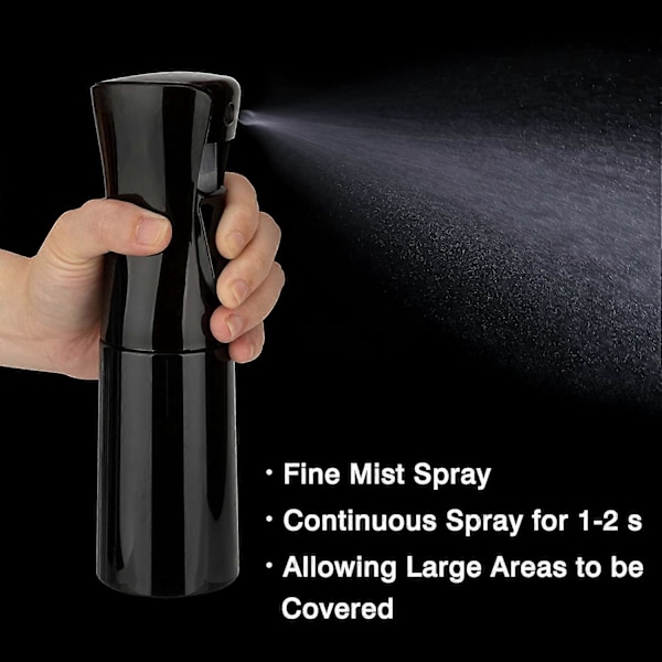 Kontinuerlig Sprayflaska 200 ml (svart-2-pack), Mister Sprayflaska för Hår, Fin Mist Vattensprayflaska för Salonger, Hårstyling, Växter, Hud