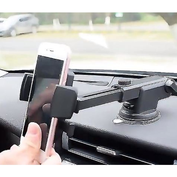 Kraftig sugekop biltelefonholder, 360 rotation og enhåndsbetjening, forrude/dashboardmontering til 4-7" smartphones