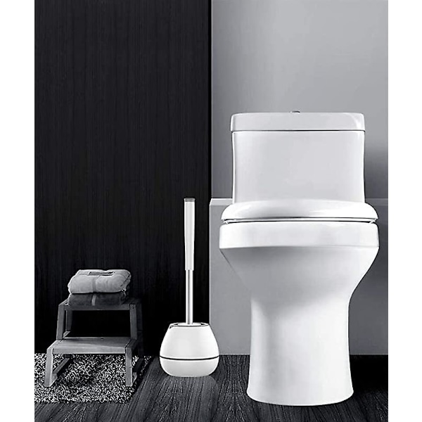 WC-borste i silikon, rengöringsborste, badrumsrengöringsset, vit, 43 * 14 cm