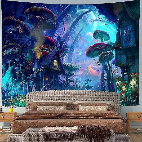 Psykedelisk Hippie Skovhave Vægtæppe 150x130cm
