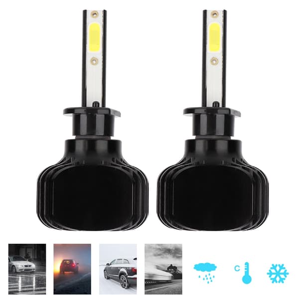 2 stk H1 60W hvitt lys vifteløs bil LED frontlys tåkelyspærer L5