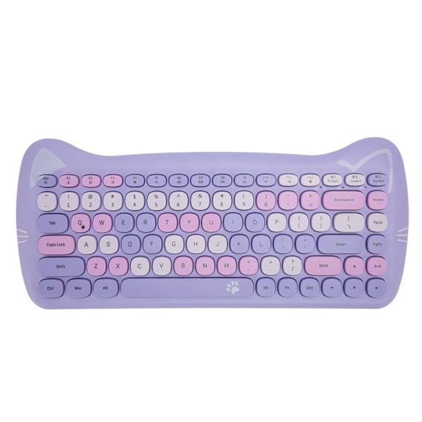 Wireless Keyboard BT 84 Key 3060i Cute Cat Shape Keyboard for Tablets Computers Phones Purple