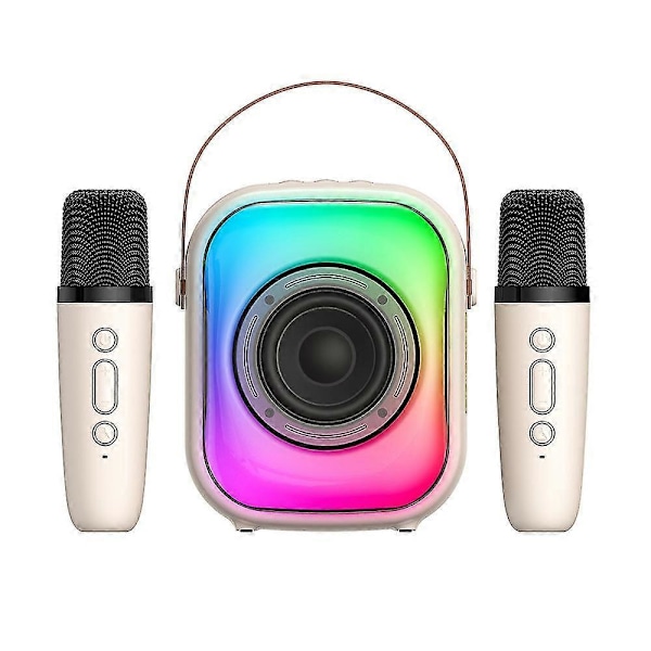 L7 Trådlös Bluetooth Högtalare Multifunktion med 2 Mikrofoner Rgb Portabel Musikspelare Karaokemaskin För Barn Hem Present ZD.16 vit