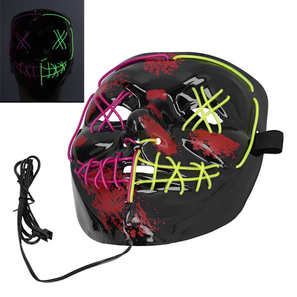LED Halloween Maske Skræmmende Lysende Glødende Maske Cosplay til Kostumer Halloween og Jul