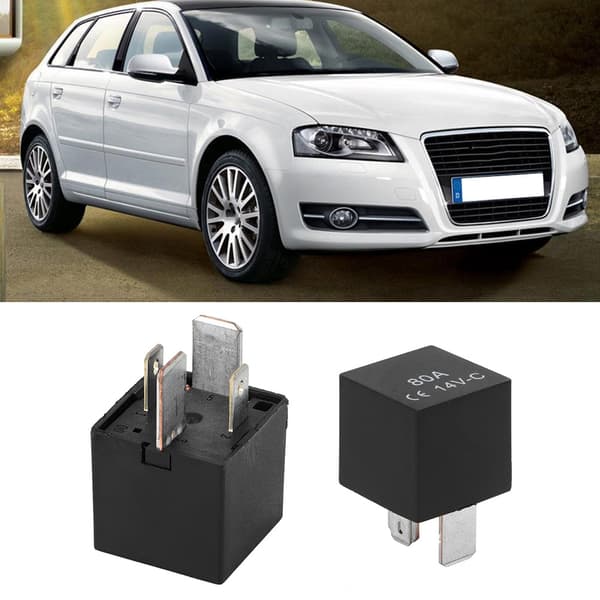4 stift SPST-relä svart ABS-kit tillbehör för bil, fordon, lastbil DC12V 80A