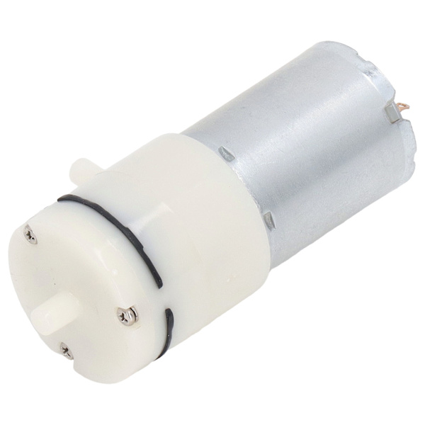 Mikrolufttrykkpumpe DC-membranvakuumpumpe med 90 graders vinkel luftporter Hvit 12V
