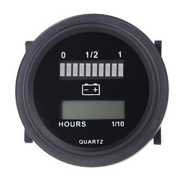12V/24V/36V/48V/72V LED Digital Batteristatus Laddningsindikator med Timräknare Svart