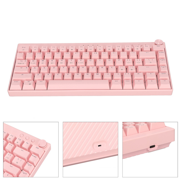 82-tasters mekanisk tastatur RGB-bakgrunnsbelysning ABS tre-modus spilltastatur med knott for Windows for IOS for AndroidBlue Switch
