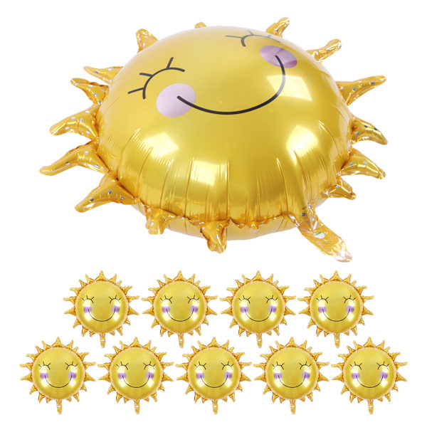 10 stk. Solsikkeballoner Smilende mønster Aluminiumsfolie Dekorativ DIY Display Solskin Fødselsdagspynt