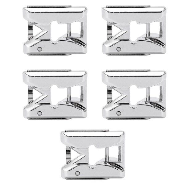 5 stk. fletnings-trykfod i rustfrit stål, justerbar styreskinne, praktisk og holdbar symaskine-trykfod