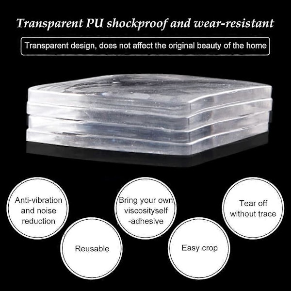 Universella Anti-vibrationskuddar, Anti-vibrationsmatta för Tvättmaskin, Halkfria Silikonmattor för Tvättmaskin (Transpa