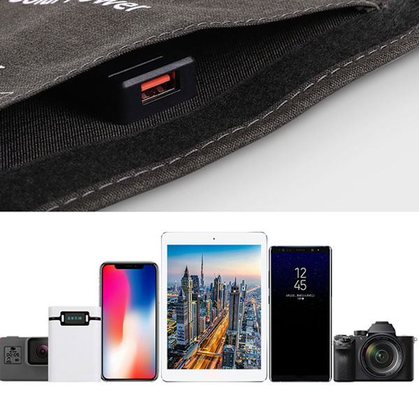 14W USB-taittuva aurinkopaneelipaketti Tehokas muuntaminen Taitettava aurinkolaturin puhelimen lataamiseen Virtapankki