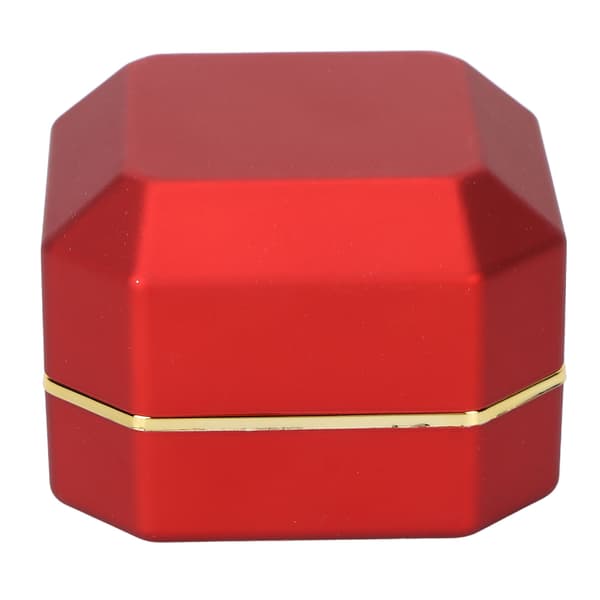 Ring Display Box Flocking Inner Elegant Smyckesskyddande Förvaringspresentförpackning med ljus för förlovning Bröllop Röd