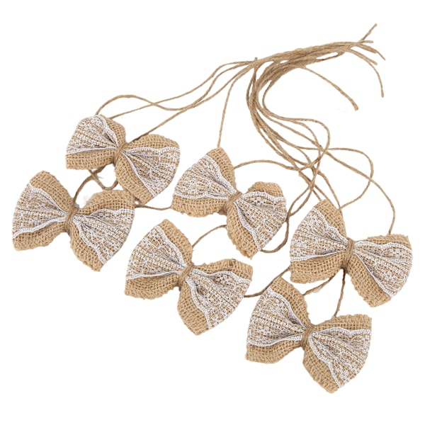 6 st Burlap Båge Lantlig Stil Burlap Spets Båge DIY Jul Fest Bröllop Hem Present Inslagning Dekorationer