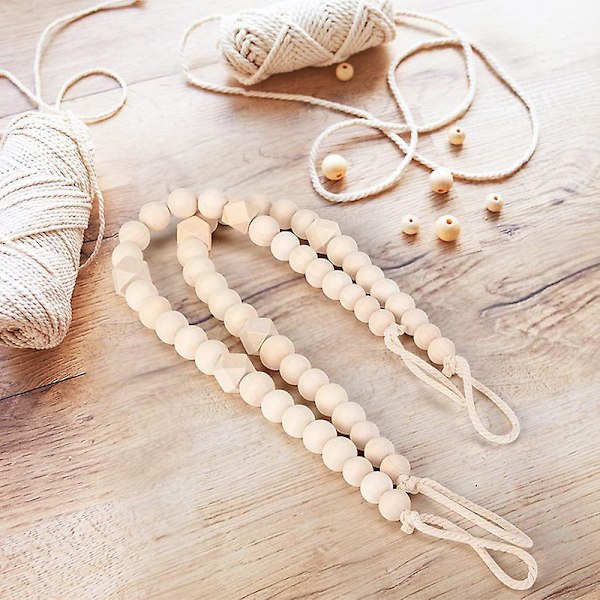 Boho Farmhouse Trepertinger i tre - Sett med 4, Stilige Holdere for Vindusgardiner